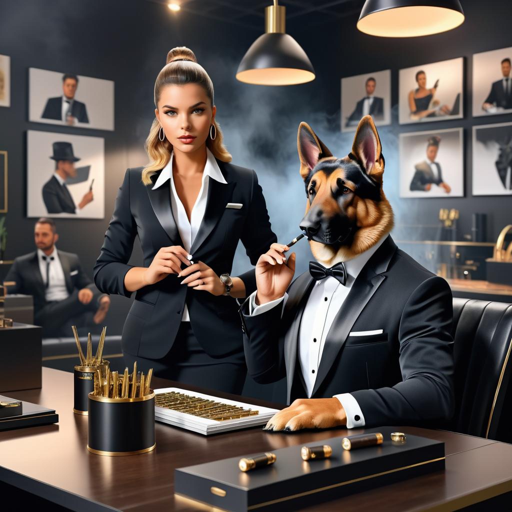 Chic German Shepherd in Corporate Tuxedo