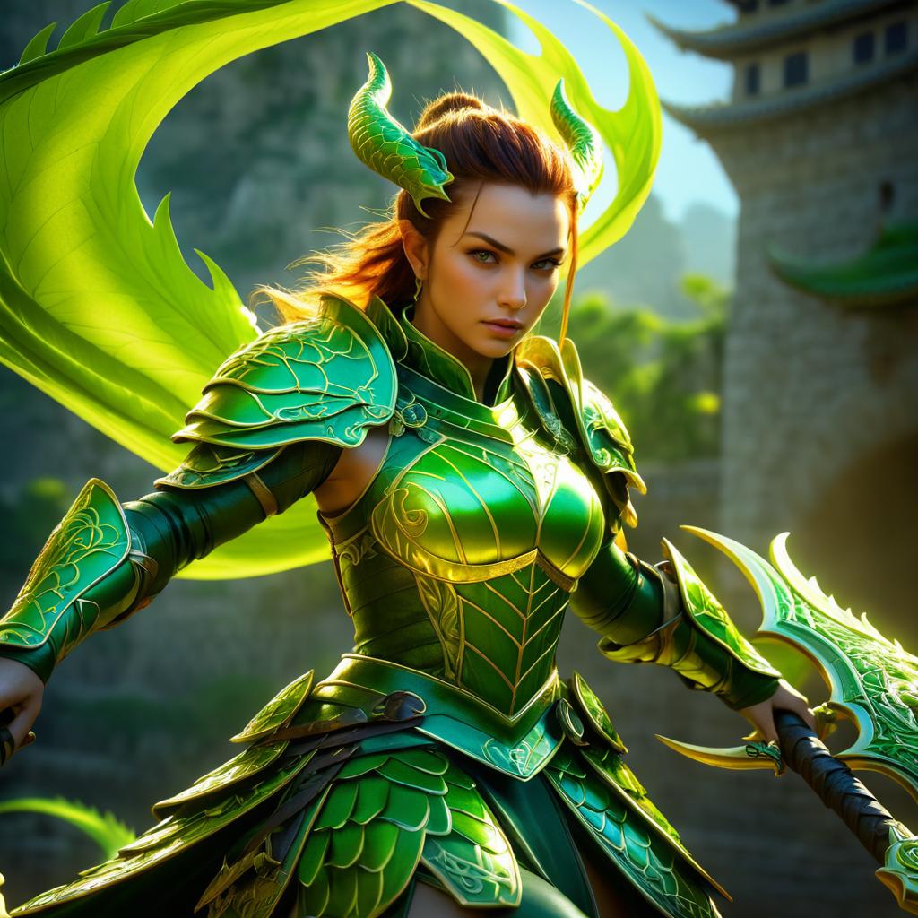 Epic Female Dragon Warrior Art