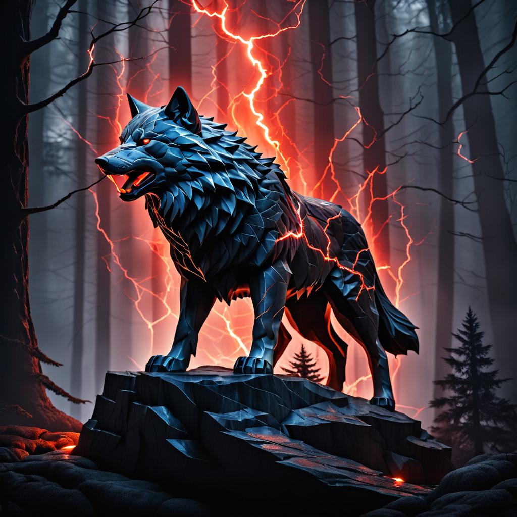 Fierce Magma Wolf in Dark Forest