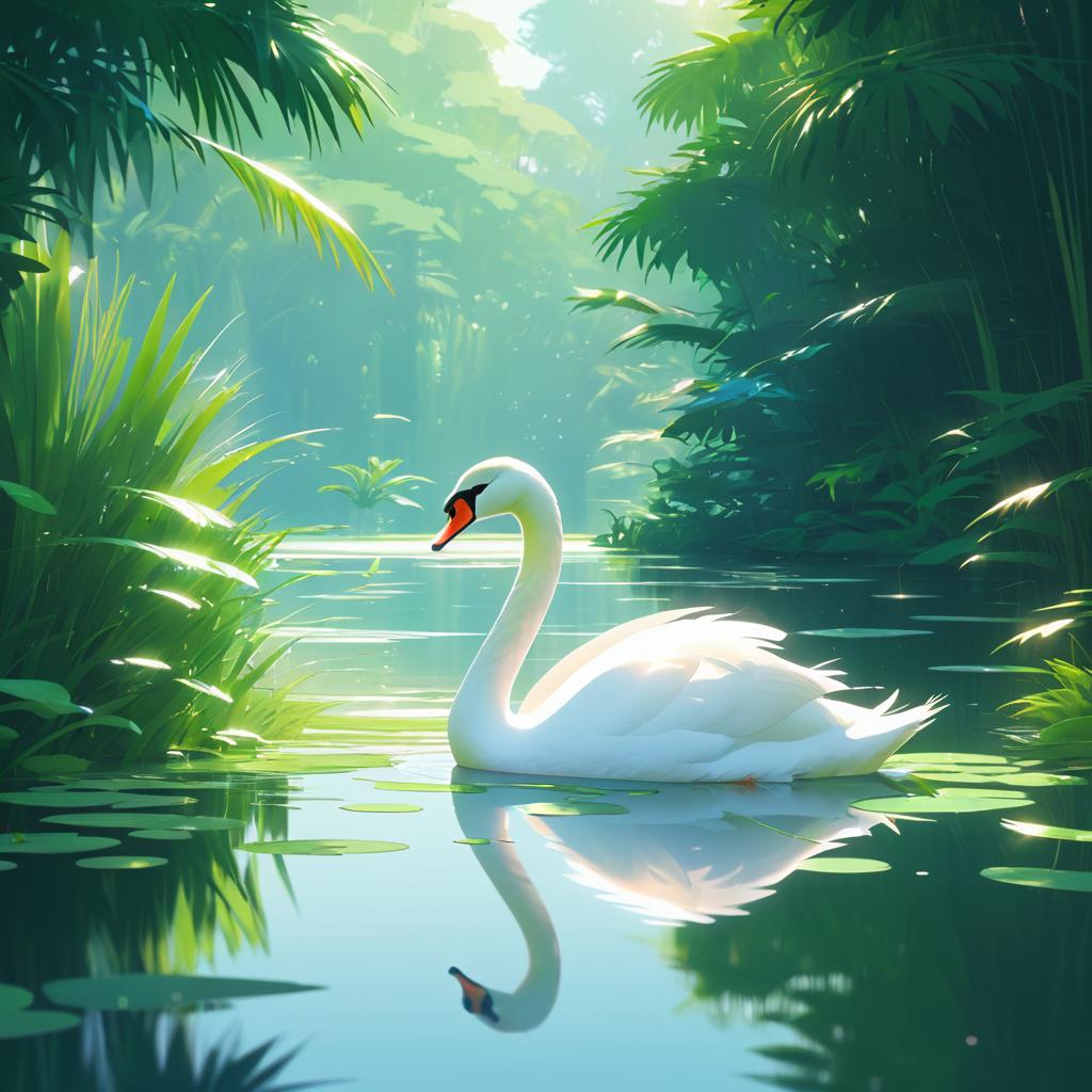 Graceful Swan in a Serene Pond