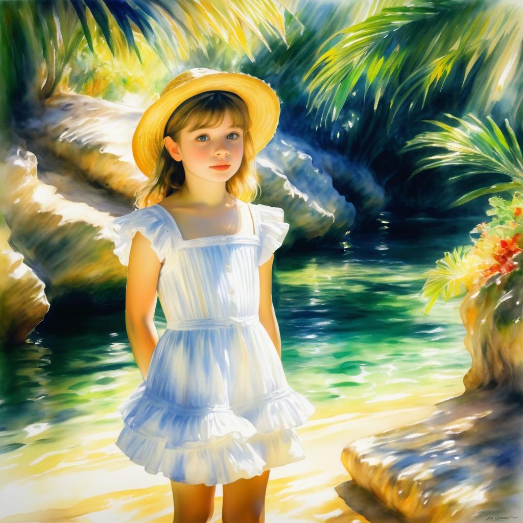 Impressionist Girl in Tropical Cove