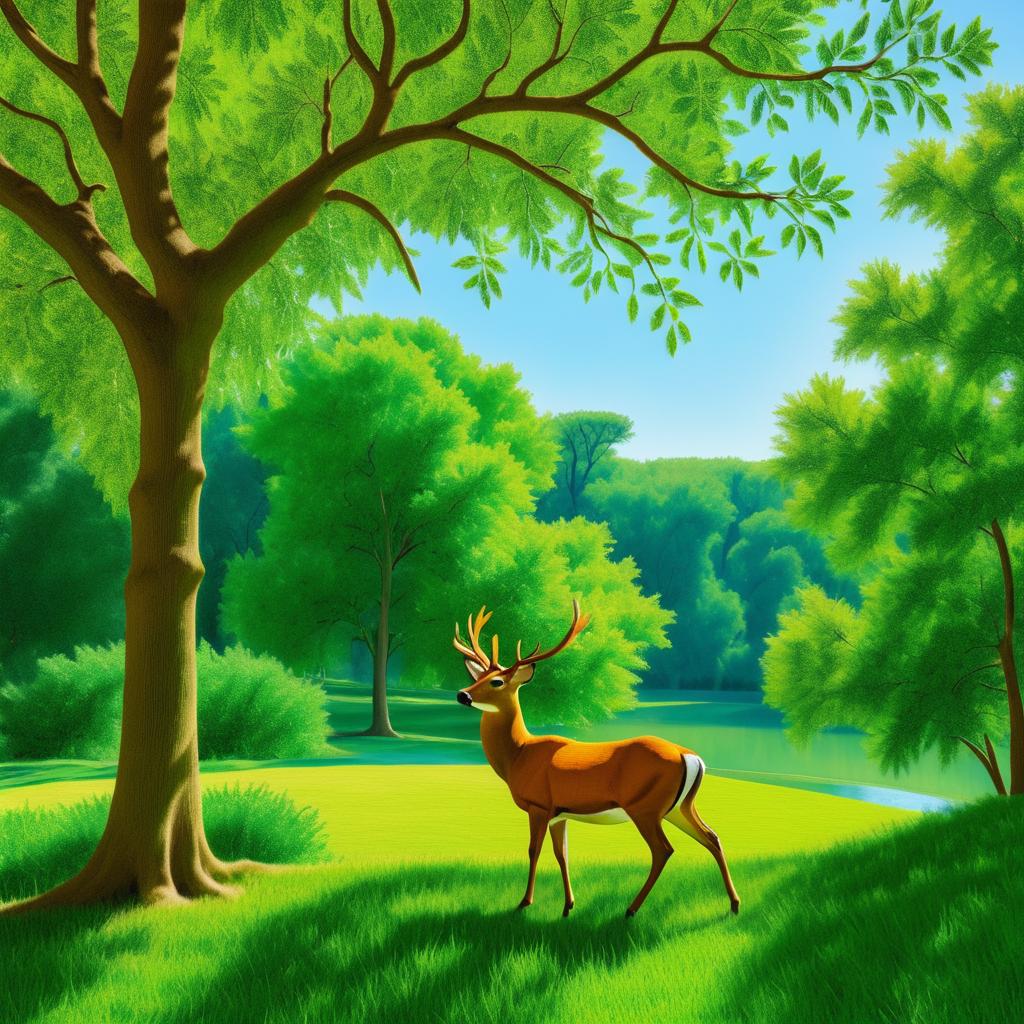 Peaceful Deer Under the Tree of Life