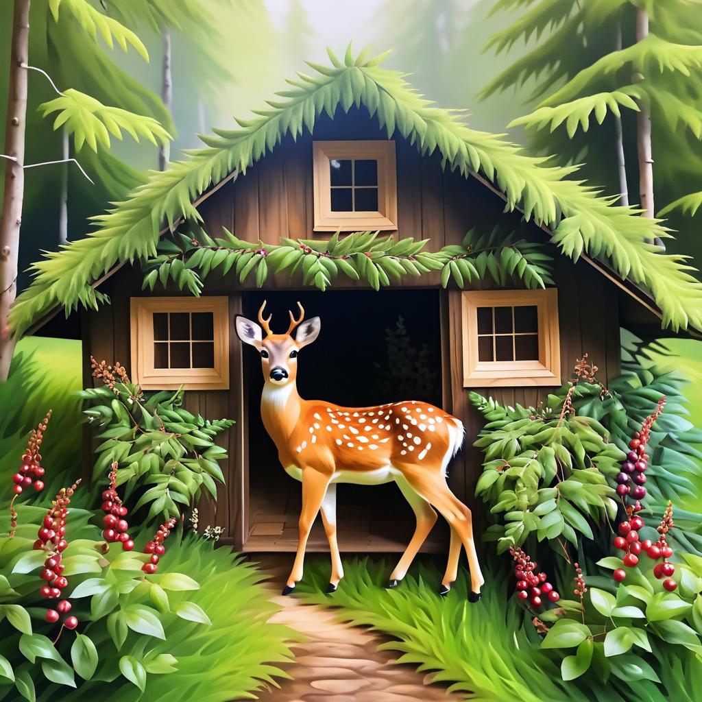 Charming Deer at a Countryside Cottage