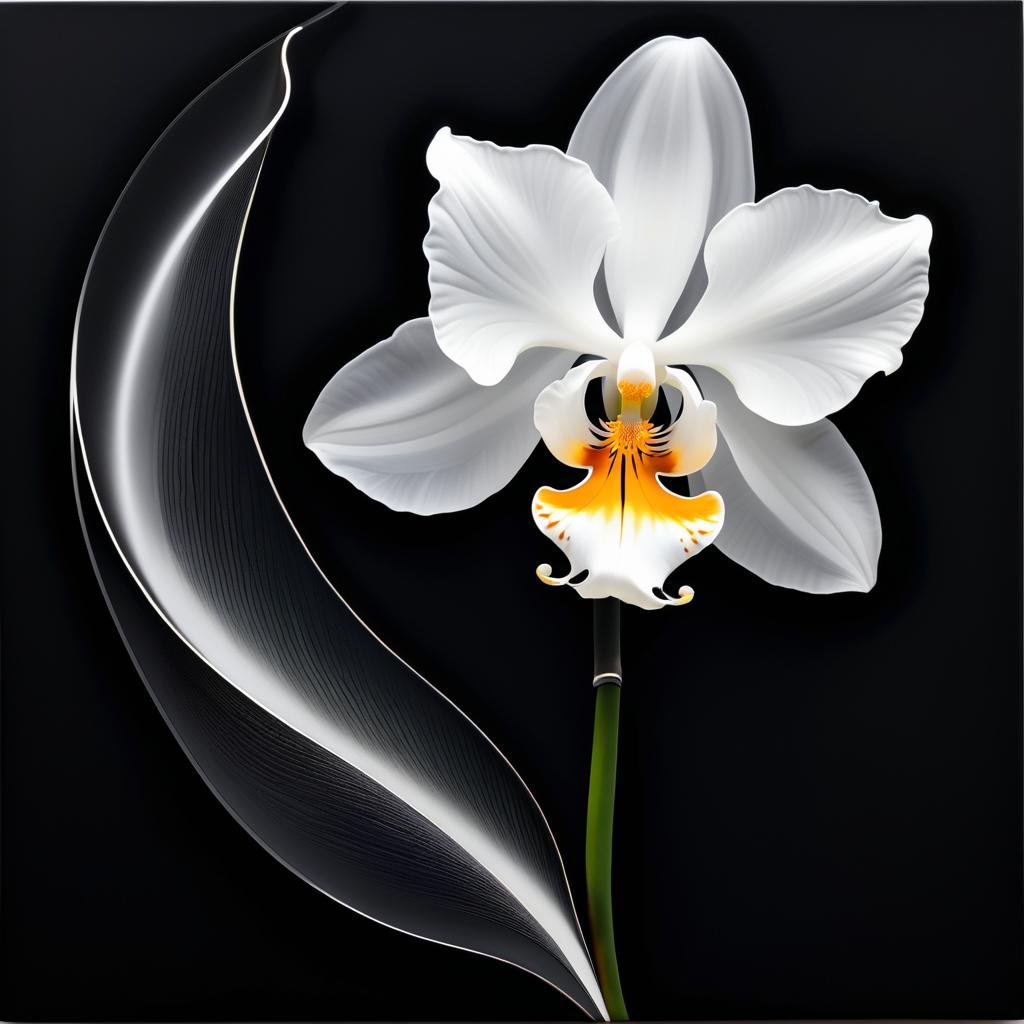 Ethereal Black and White Orchid Art