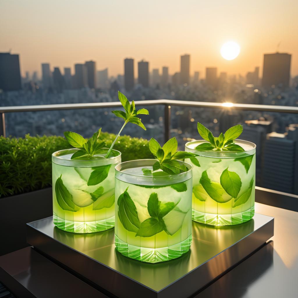 Enchanting Tokyo Rooftop Garden at Sunset