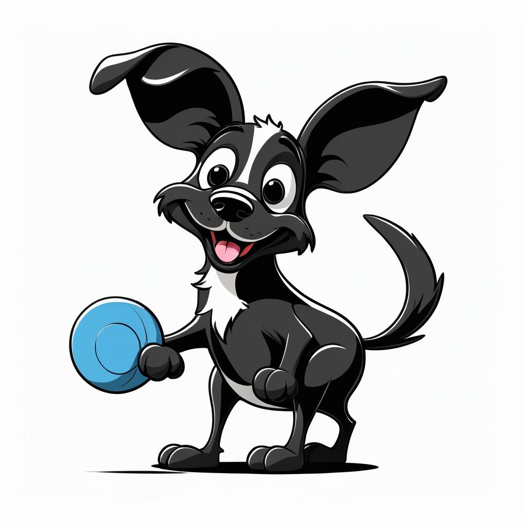 Playful Dog Caricature with Frisbee