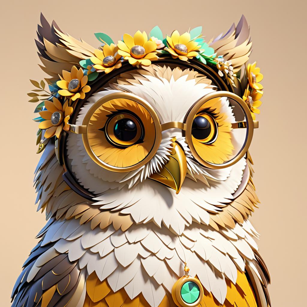 Vibrant Anthropomorphic Owl with Glasses