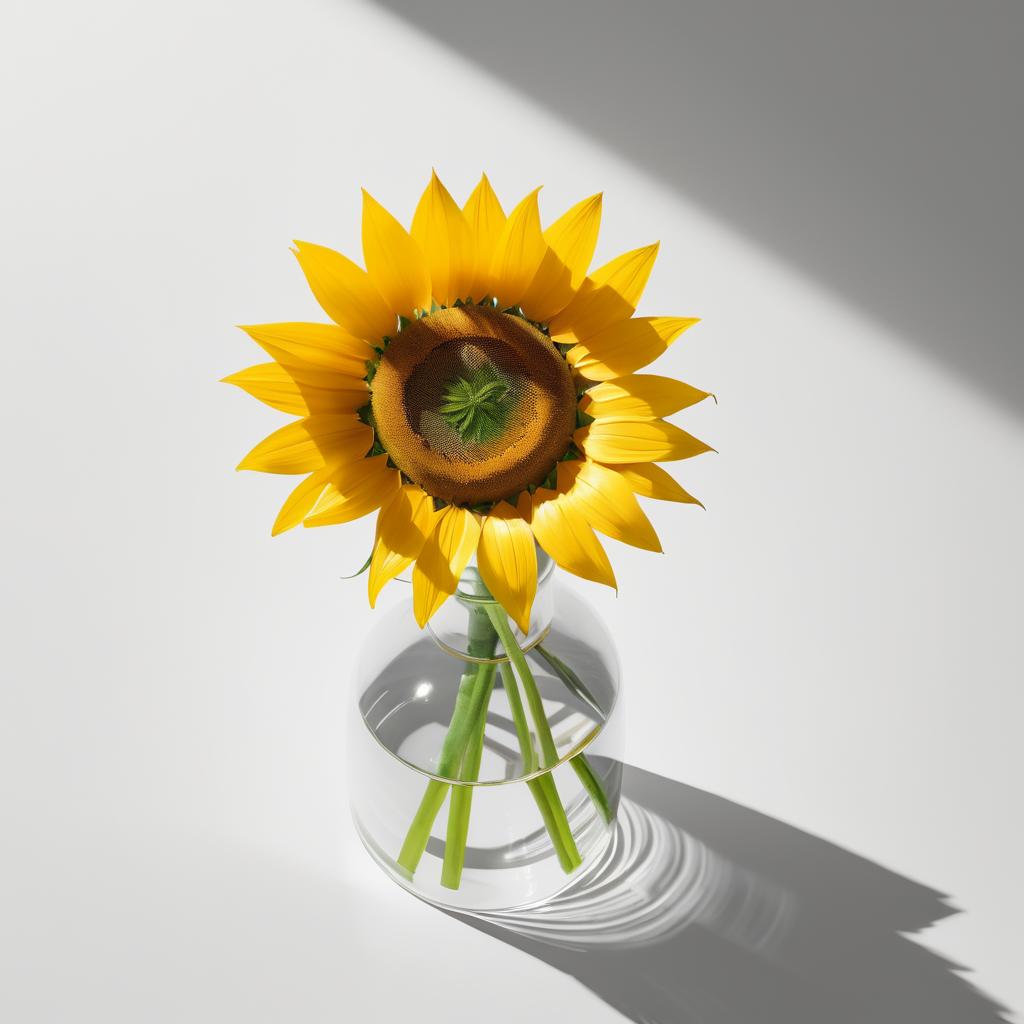 Minimalist Sunflower in Glass Vase