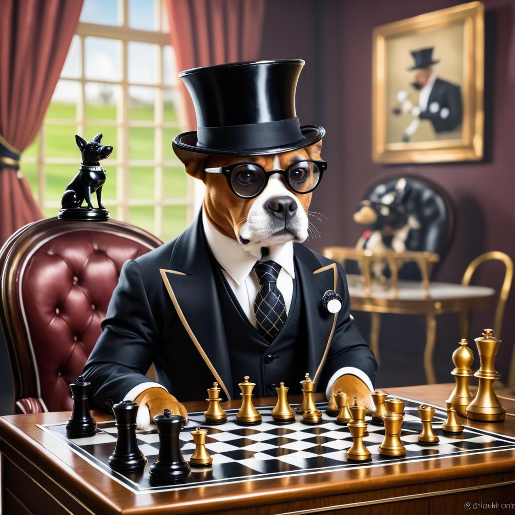 Dapper Dog Playing Chess in Style