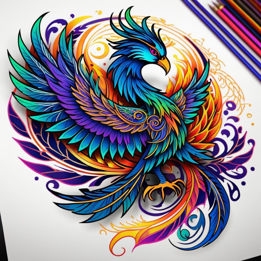 Intricate Phoenix Full Arm Tattoo Design