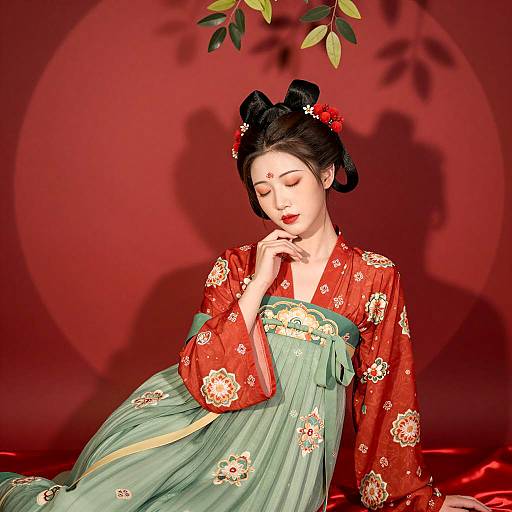 Elegant Asian Woman in Traditional Dress