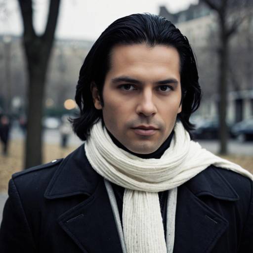 Portrait of Man Wearing White Scarf and Black Jacket Outdoors