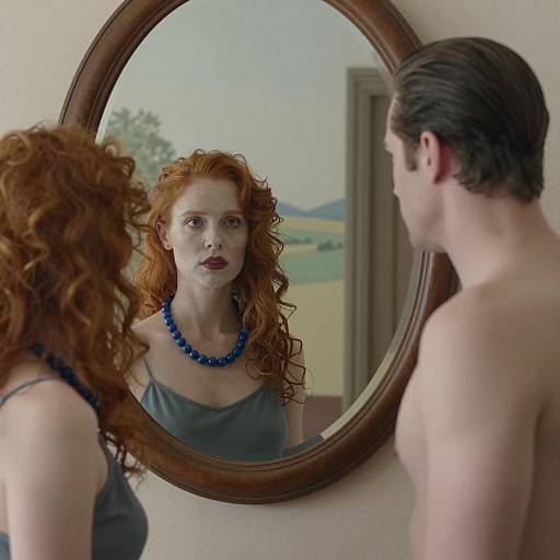 Reflective Moments: Woman and Man in Mirror