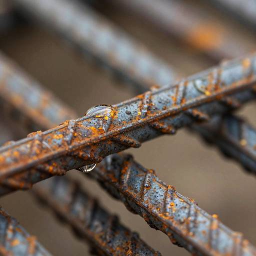 Macro Close-Up of Rusting Rebar