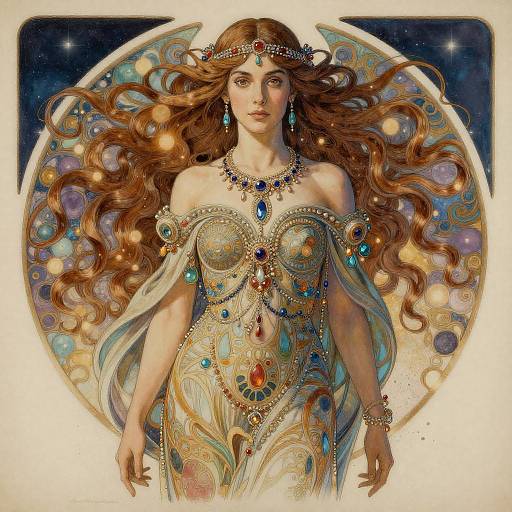 Surreal Woman in Night Sky Jewelry Portrait