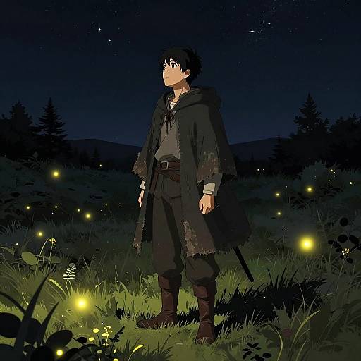 Wandering Bard in Starry Night