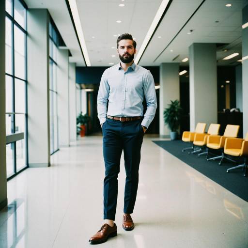 Young Professional Man in Modern Office Lobby
