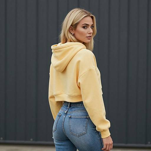 Stylish Blonde Woman in Urban Setting