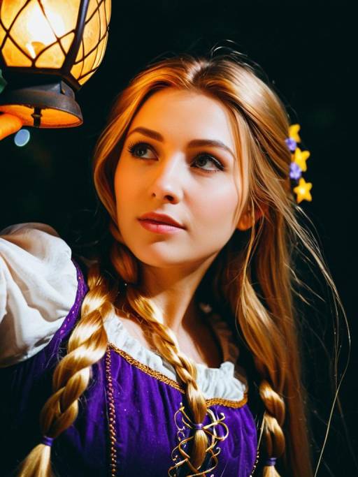 Enchanting Woman in Tangled Costume Close-Up