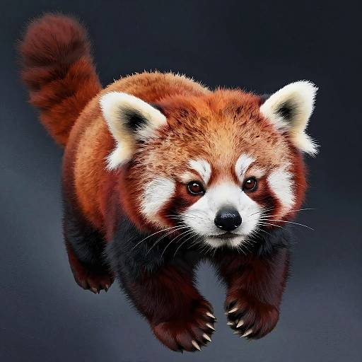 Detailed Red Panda Floating in Space