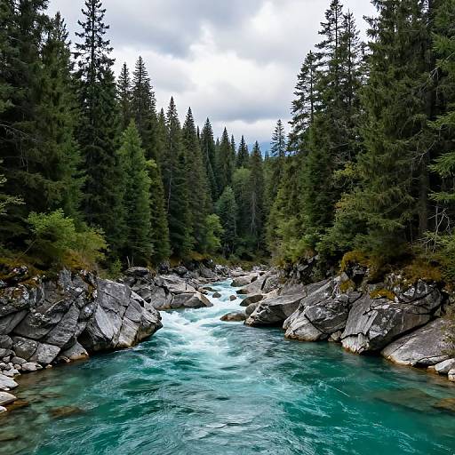 Turquoise Waters in Forested Valley