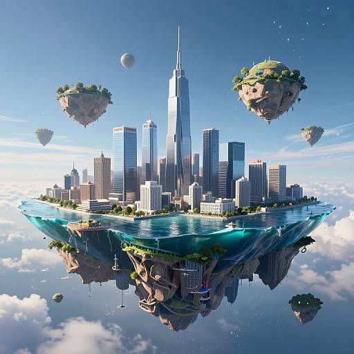City with Outward Gravity and Floating Ocean