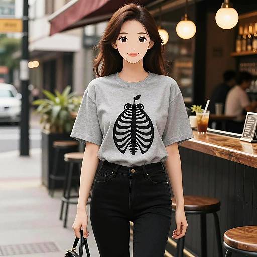 Pear-Shaped Woman in Graphic Tee
