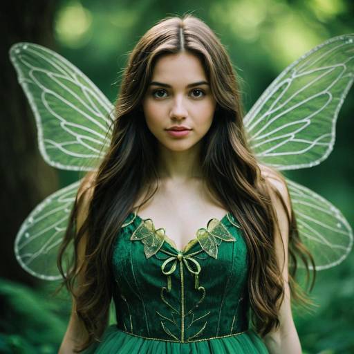 Enchanting Green Fairy in Blurry Background