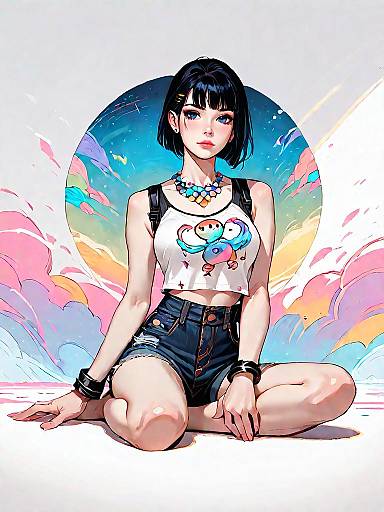 Stylish Young Woman in Casual Summer Outfit