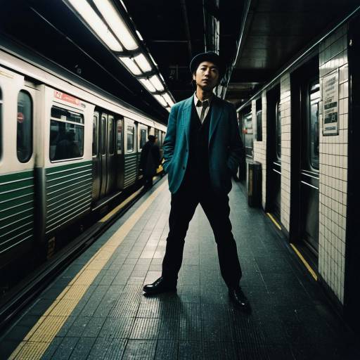 Vintage Style Artist in Subway Station