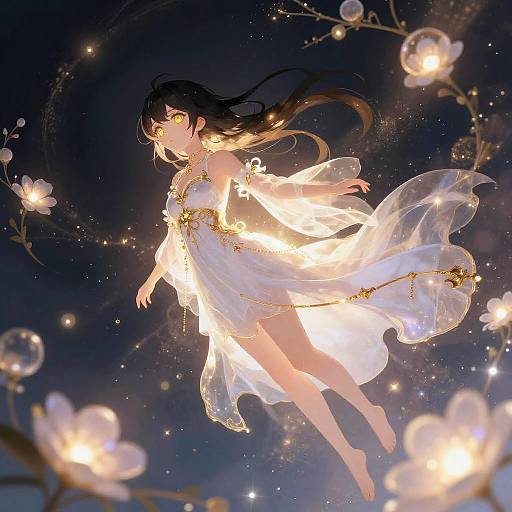 Mystical Anime Girl in Ethereal Space