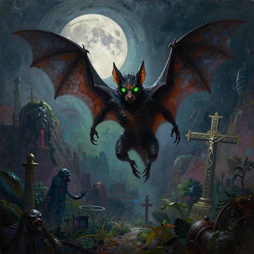 Lovecraftian Blood Moon Mountain Scene