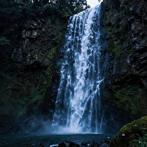 Mystical Starlit Waterfall Scene