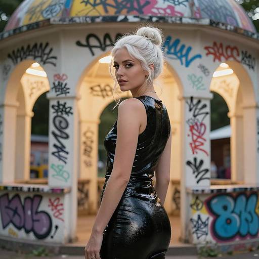 White-Haired Woman by Graffiti Arch