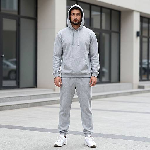 Man in Gray Sweat Suit Costume