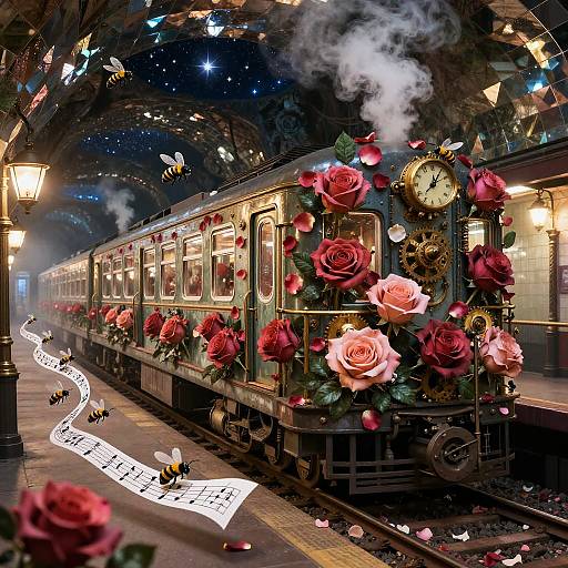 Blooming Rose Train in Neon Cavern