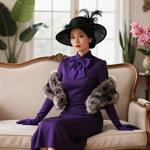 Elegant Woman in Purple Dress Portrait