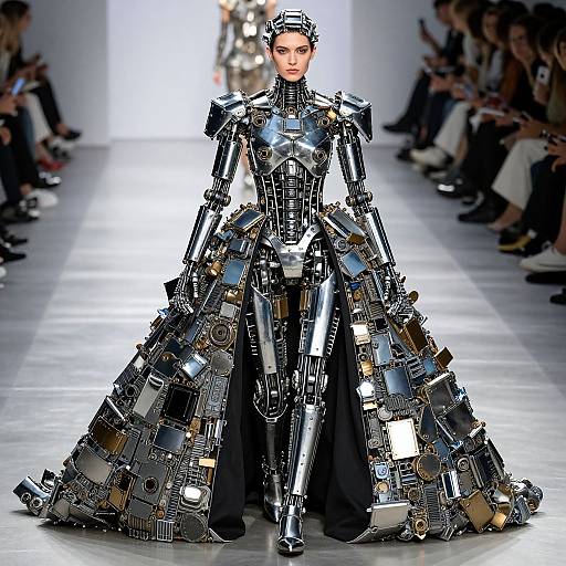 Metallic Couture on Runway Burst Shot