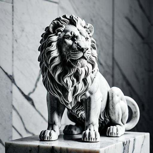 Marble Lion Statue Macro