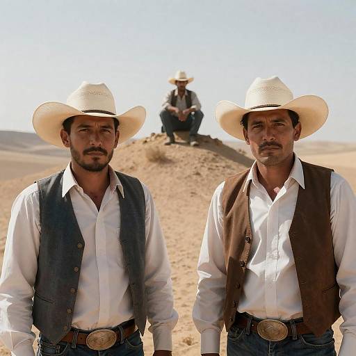 Intense Desert Scene with Three Men