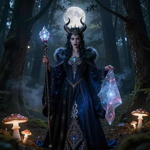 Dark Sorceress in Enchanted Forest