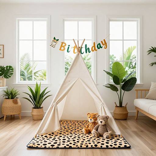 Cozy Jungle-Themed Birthday Teepee