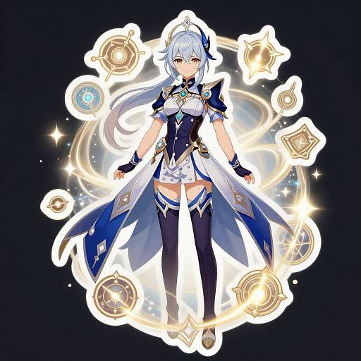Elegant Anime Albedo Sticker Design
