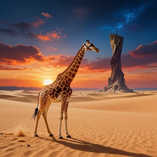 Surreal Dreamscape with Playful Giraffe