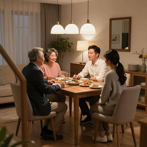 Cozy Family Dinner Scene at Home