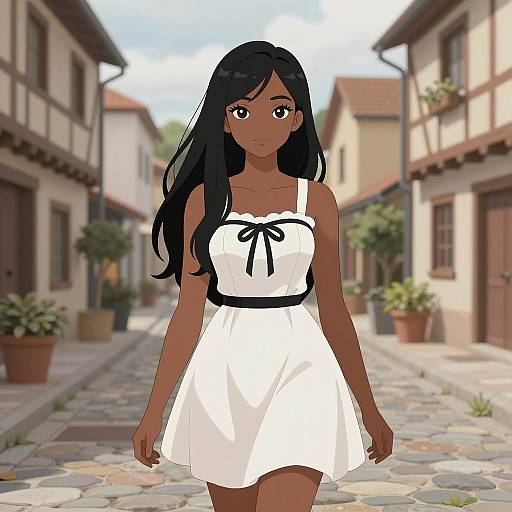 Anime Young Woman in a Charming Setting