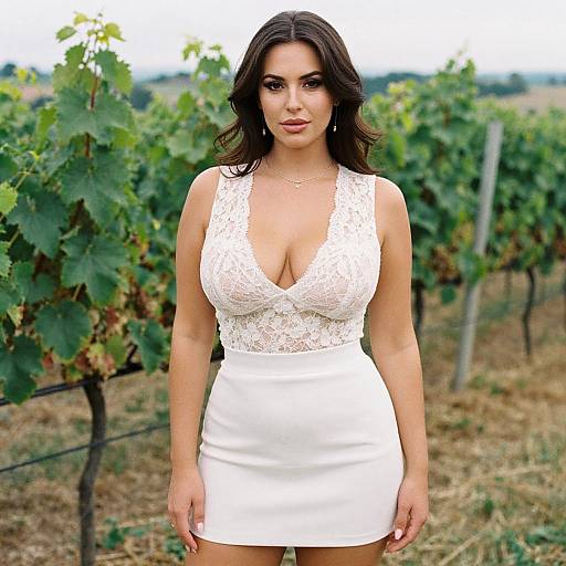 Chic Curvy Woman at Vineyard Wedding