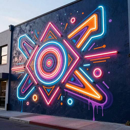 Vibrant Neon Abstract Street Mural