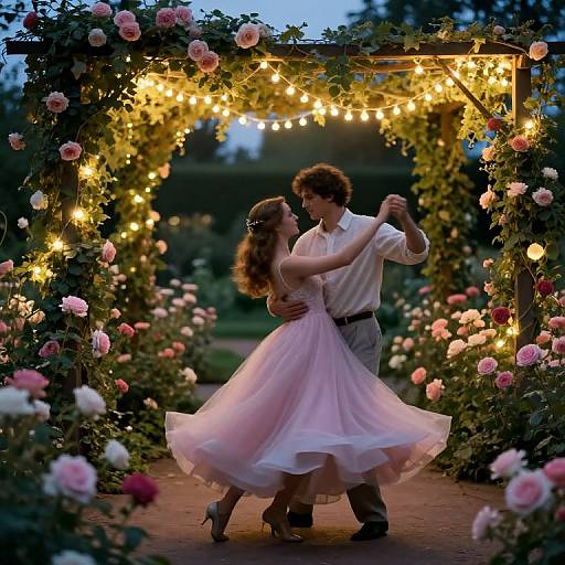 Romantic Couple Dancing in Vintage Garden