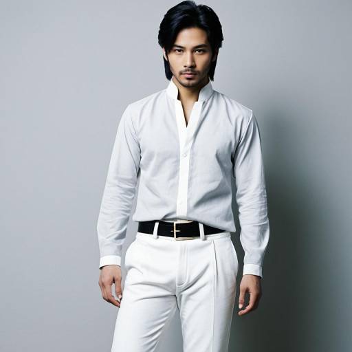 Asian Man in Simple White Prince Costume